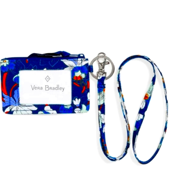 Vera Bradley New Floral Bursts Zip I.D.& Lanyard - Picture 1 of 1